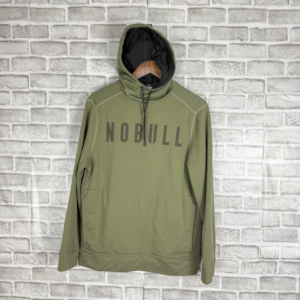 NOBULL Men's Army Green Training Athletic Performance Hoodie Scuba Neck MEDIUM